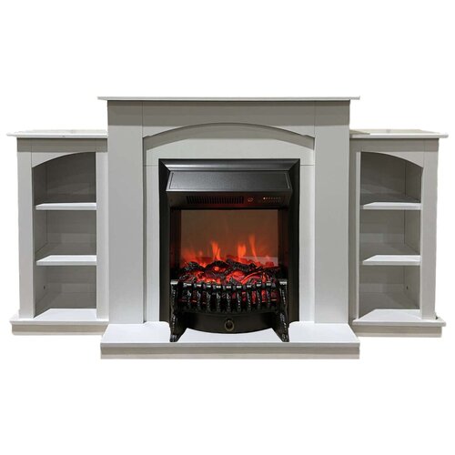 Электрокамин FlameKamin Скандинавия LUX WT с очагом Fobos (камин электрический с полками)