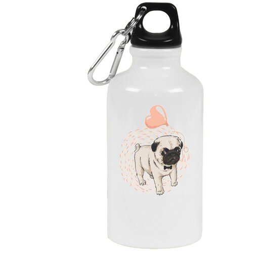Бутылка с карабином CoolPodarok Животные. Собака с шариком бутылка с карабином coolpodarok животные собака кошка