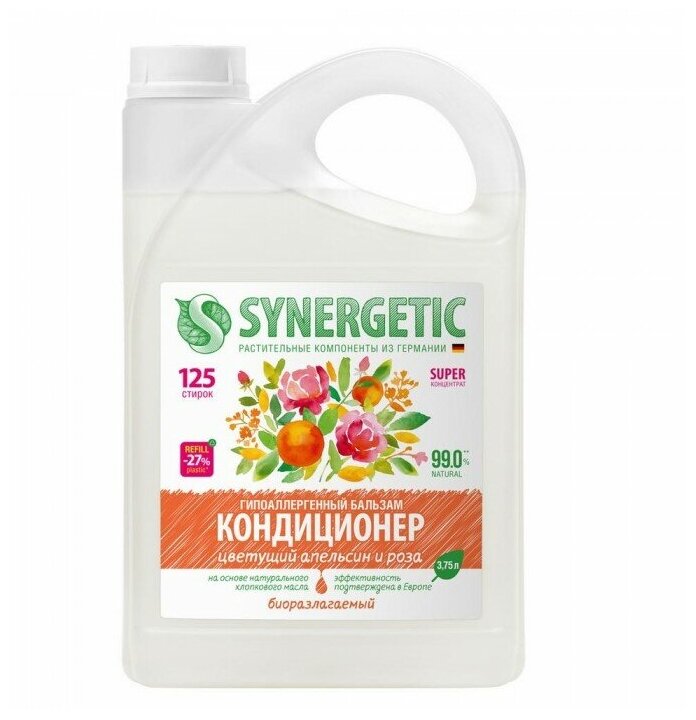 Synergetic Бальзам-кондиционер для белья Цветущий апельсин и роза 3.75 л