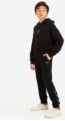 Чёрные утеплённые спортивные брюки с надписью Project culture для мальчика Gloria Jeans, размер 14+/170 (42)
