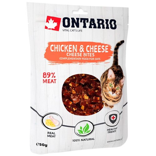 Лакомство для кошек Ontario кусочки курицы и сыра 50г