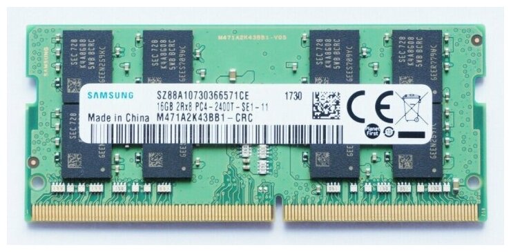 Оперативная память DDR4 16Gb 2400 Mhz Samsung M471A2K43BB1-CRC So-Dimm PC4-19200