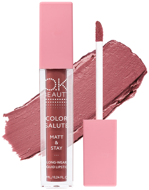 OK Beauty жидкая помада для губ Color Salute Matt & Stay стойкая матовая, оттенок Point