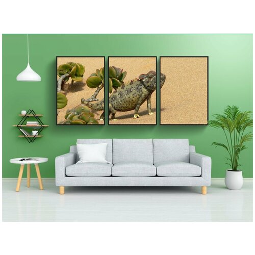 фото Набор модулных постеров для интерьера "хамелеон, рептилия, животное" 60x90 см. в тубусе, без рамки lotsprints