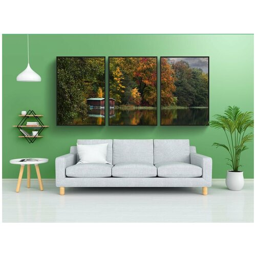 фото Набор модулных постеров для интерьера "эллинг, озеро, падение" 60x90 см. в тубусе, без рамки lotsprints