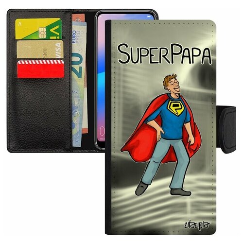 фото Чехол книжка на смартфон redmi 6a, "суперпапа" юмор папа utaupia
