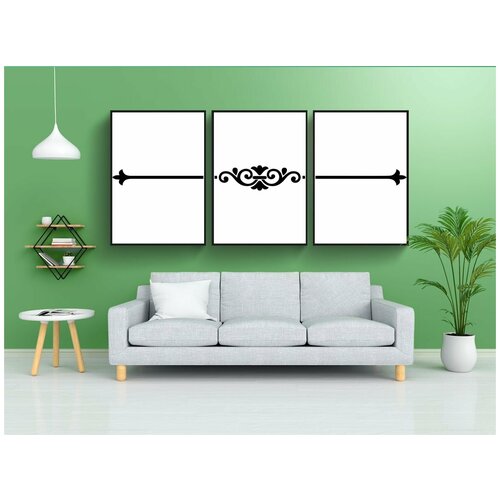 фото Набор модулных постеров для интерьера "разделитель, штриховая графика, декоративный" 60x90 см. в тубусе, без рамки lotsprints