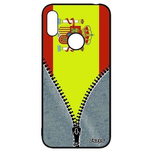 фото Защитный чехол на смартфон // huawei y6 2019 // "флаг испании на молнии" страна патриот, utaupia, серый