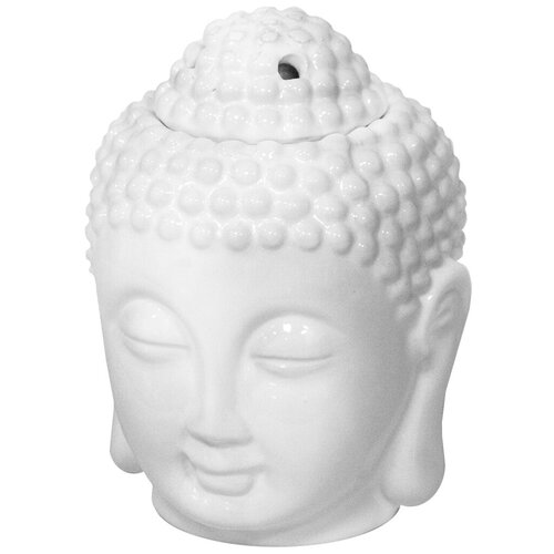 Купить Аромалампа Будда 12 см белая Перо Павлина, белый, керамика