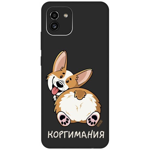 Матовый Soft Touch силиконовый чехол на Samsung Galaxy A03, Самсунг А03 с 3D принтом CorgiMania черный матовый soft touch силиконовый чехол на samsung galaxy a03 самсунг а03 с 3d принтом shaman cat черный