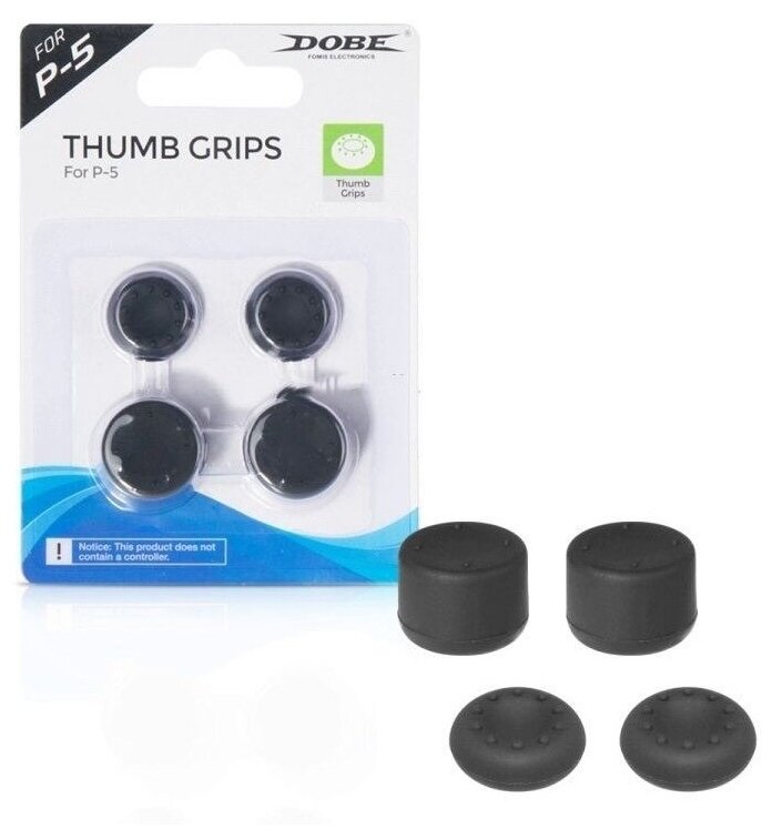 Накладки на стики (грипсы) DOBE Thumb Grips для контроллера (геймпада) Sony PlayStation 4 / 5 (PS4/PS5) DualShock 4 / DualSense чёрные 4 шт.