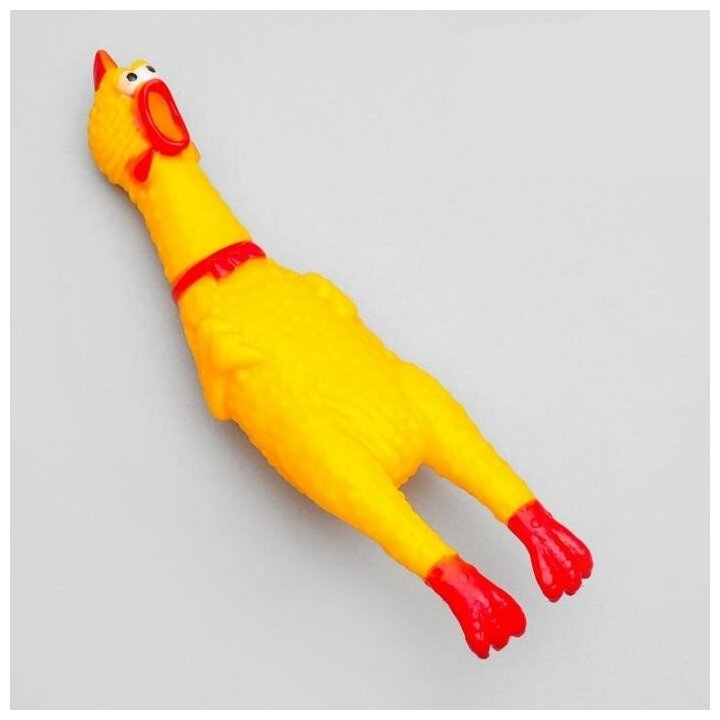 Игрушка для собак Пижон "Задумчивая курица", пищащая, малая, 16,5 см, желтая