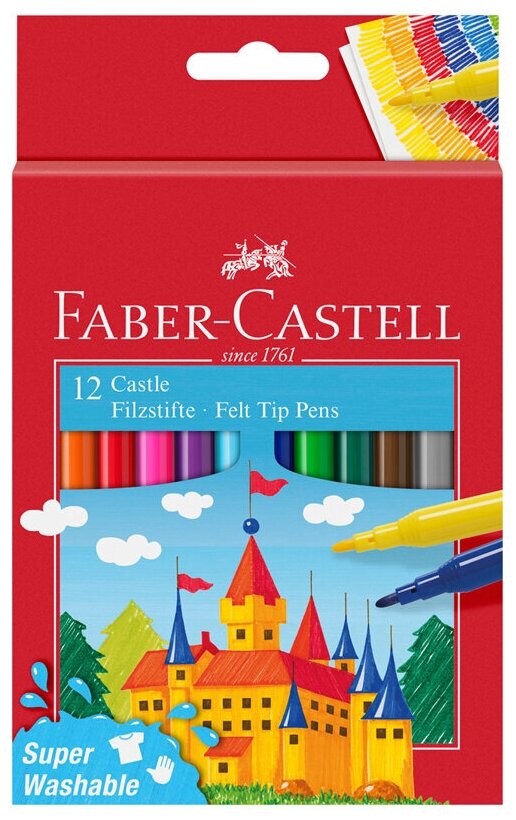 Фломастеры Faber-Castell "Замок", 12цв, смываемые