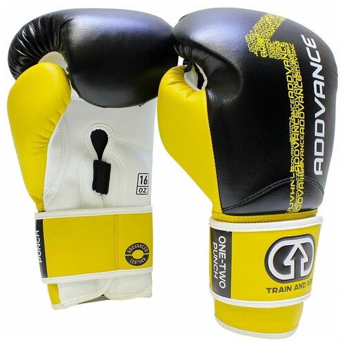 Боксерские перчатки ADDVANCE Evolution 3D Black/White/Yellow, 16 унций