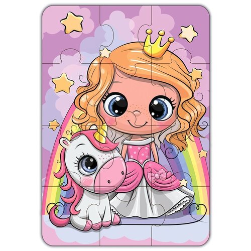 Пазл Дрофа-Медиа Baby Puzzle Принцесса и единорог (4035), 12 дет. пазл дрофа медиа baby puzzle радужные единороги