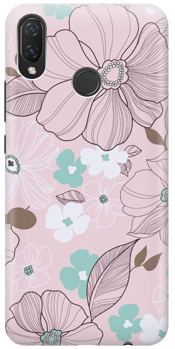 RE: PA Накладка Transparent для Huawei Nova 3i / P Smart Plus с принтом "Розовые цветы"