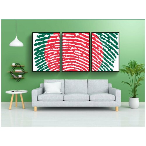 фото Набор модулных постеров для интерьера "бангладеш, флаг, отпечаток пальца" 60x90 см. в тубусе, без рамки lotsprints