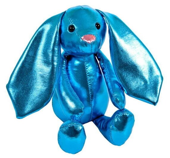 Мягкая игрушка ABtoys Кролик синий 16 см, серия "Металлик" (M2048)