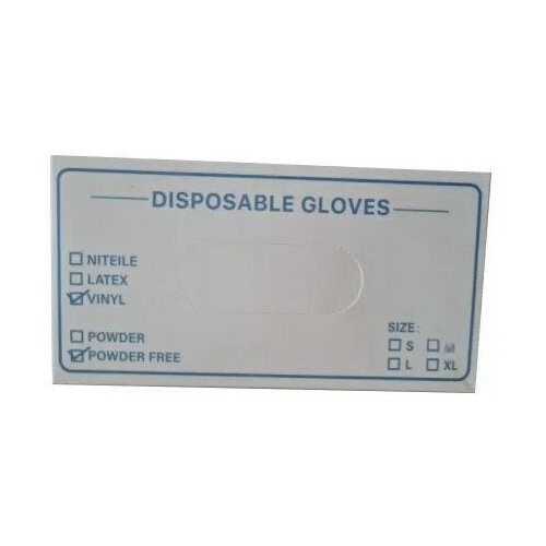 Перчатки виниловые GLOVES, размер M, 50 пар, прозрачные