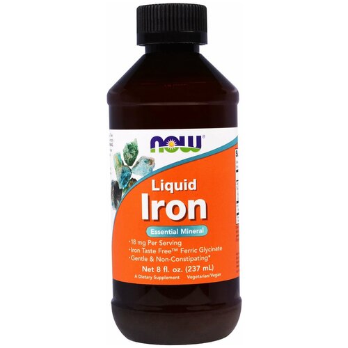 Iron Liquid, Железо Глицинат Жидкое, Без Вкуса 18 мг - 237 мл