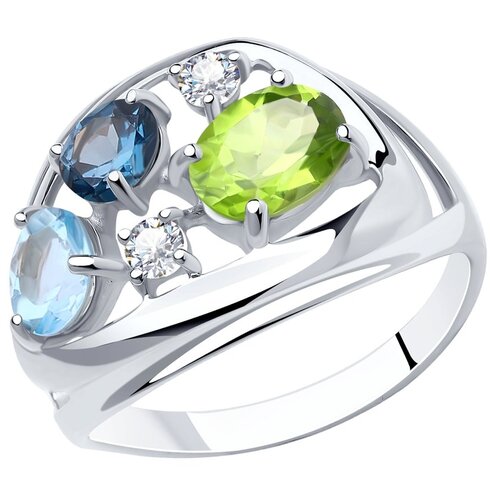 Кольцо Diamant, серебро, 925 проба, топаз, размер 19, белый кольцо топаз лондон серебро 925 пр родир бел огранка размер 16 5