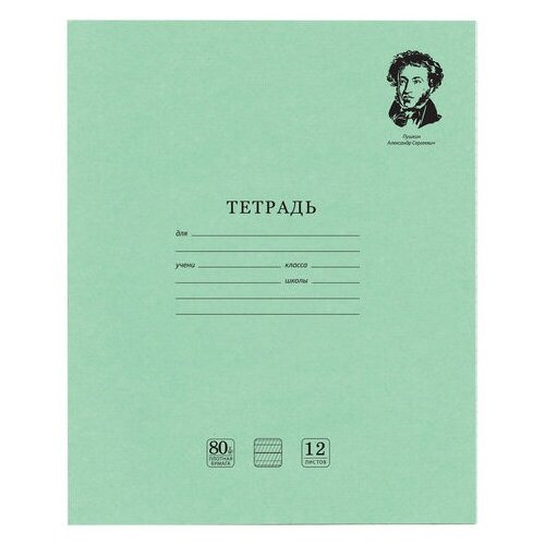 Тетрадь великие имена. Пушкин А.С., 12л. частая косая С дополнительной горизонтальной, плотная бумага 80г/м, обложка офсет, BRAUBERG, 105718 - 10 шт.