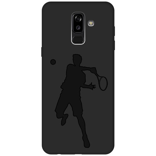 Матовый чехол Tennis для Samsung Galaxy J8 / Самсунг Джей 8 с эффектом блика черный матовый чехол tennis для samsung galaxy note 8 самсунг ноут 8 с эффектом блика черный