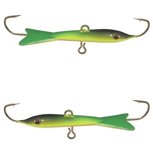 Балансир с монолитным хвостом вес 10 гр. длина 50 мм крючок №6 набор из двух штук зеленый 6208