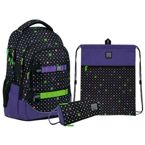 Комплект KITE для школы: рюкзак с ортопедической спинкой + пенал + мешок для обуви Школьный набор Wonder Kite Smile SET_WK22-727M-5