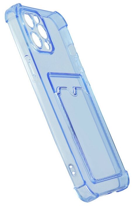 Чехол LuxCase для APPLE iPhone 13 Pro TPU с картхолдером Transparent-Blue 63536 - фото №6