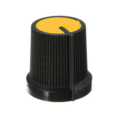 фото Ручка AG3 для потенциометра с круглым валом 6 мм с зубьями (WH148), пластик, желтая, 1 шт.