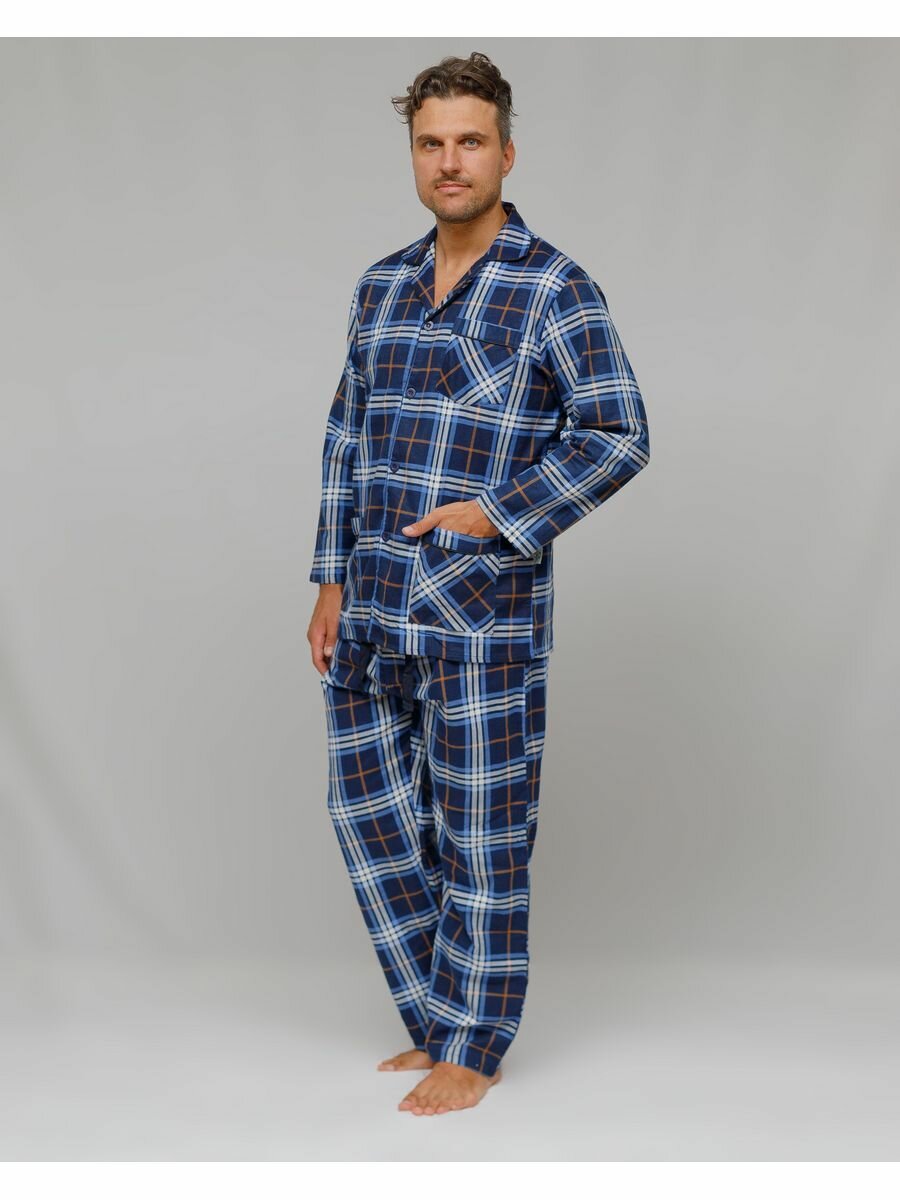 Пижама мужская с брюками и рубашкой из фланели Global_размер_48 - фотография № 4