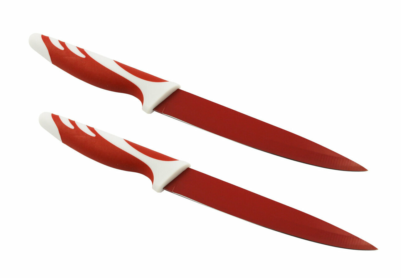 Нож кухонный, длина лезвия 13см, с чехлом (красный) набор из 2 штук