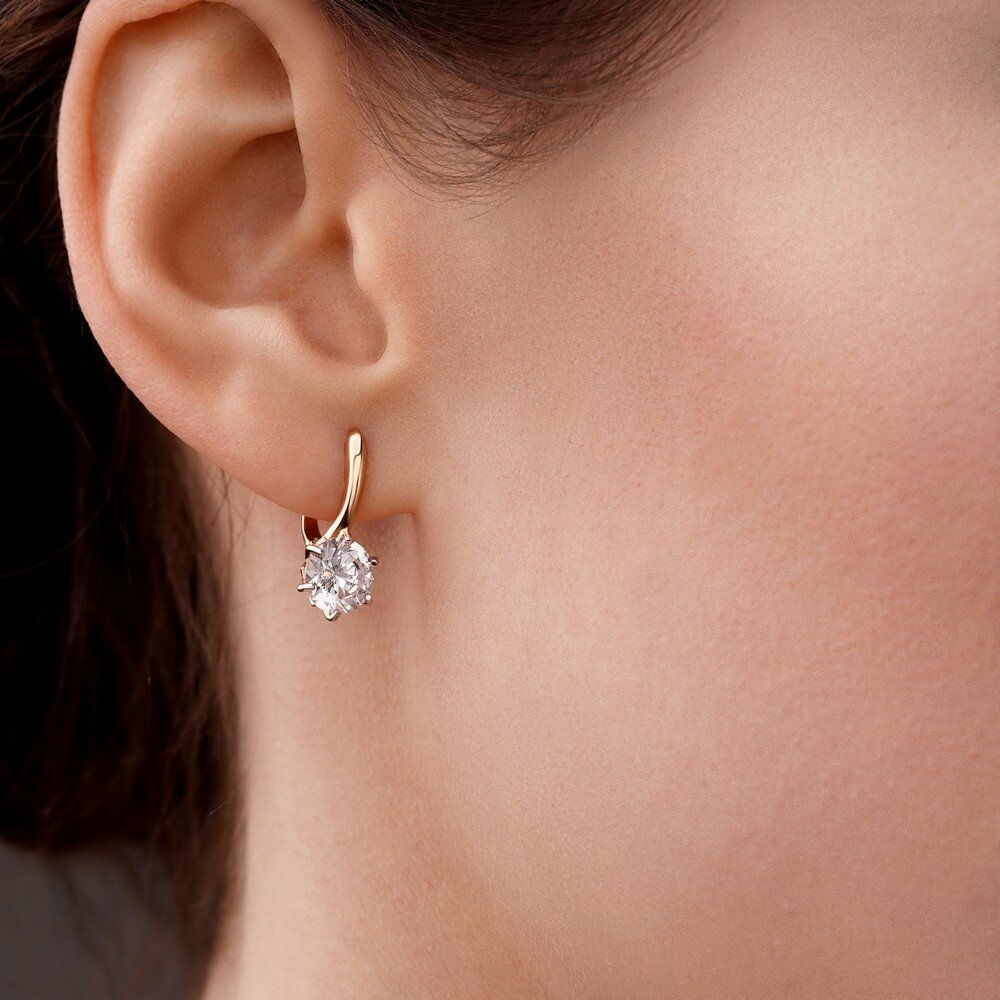 Серьги Яхонт, красное золото, 585 проба, фианит
