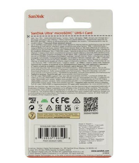 Карта памяти microSDXC UHS-I SANDISK Ultra Light 64 ГБ, 100 МБ/с, Class 10, , 1 шт., переходник SD - фото №3