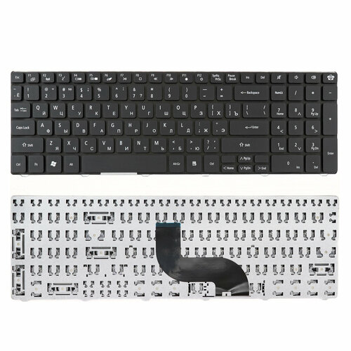 клавиатура для ноутбука packard bell tm81 tm86 tm87 tm89 lm98 tm94 tx86 nv50 белая Клавиатура для ноутбука Packard Bell TM81, TM86, TM87 черная
