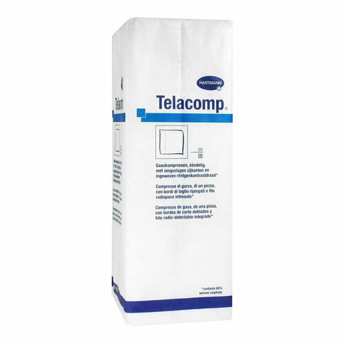 TELACOMP (4019415) марлевые салфетки с р/контрастной нитью нестер. 5х5см 16cл 100шт