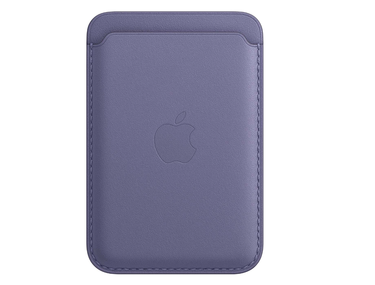 Картхолдер MagSafe для iPhone кожаный чехол-бумажник "Фиолетовый"