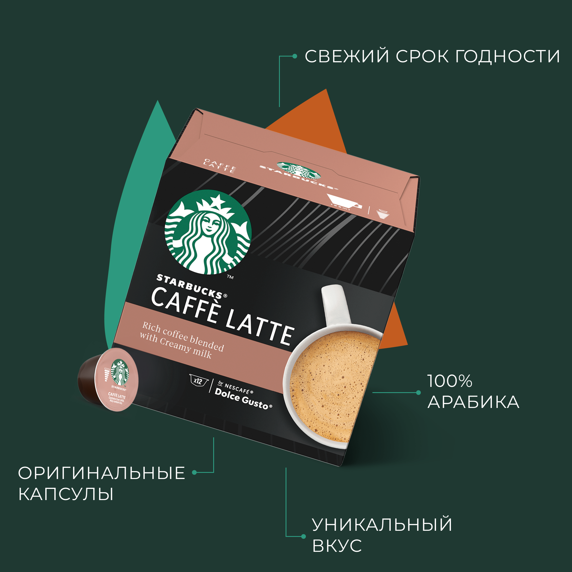 Капсулы для кофе Starbucks Dolce Gusto CAFFE LATTE (12 капсул) - фотография № 12