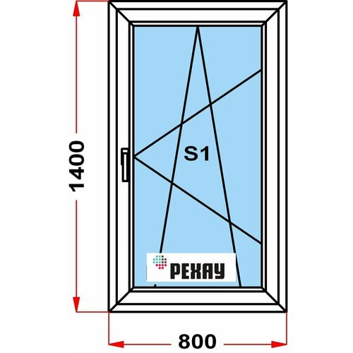 Окно из профиля РЕХАУ GRAZIO (1400 x 800) , с поворотно-откидной створкой, 3 стекла окно из профиля рехау grazio 70 мм в1200 x ш1200 38 с поворотной и поворотно откидной створкой 3 стекла