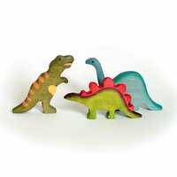 Мастерская Михеевых / Развивающие игрушки / Набор динозавры - тиранозавр, стегозавр и диплодок / Деревянные игрушки