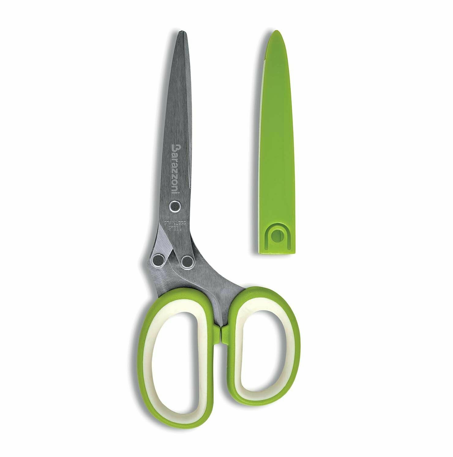 Ножницы для всех видов зелени + футляр с функцией удаления остатков зелени Barazzoni Domestic Hand Tools Herb Scissors, нержавеющая сталь, цвет зеленый (8170035)