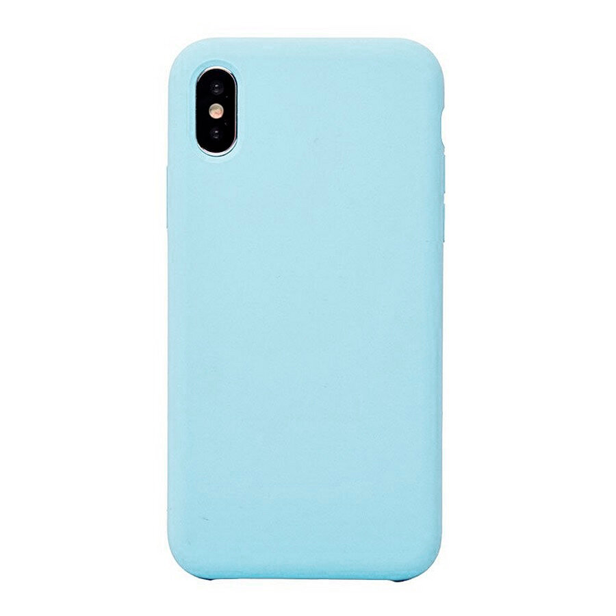 Силиконовая накладка без логотипа (Silicone Case) для Apple iPhone X/XS светло-голубой