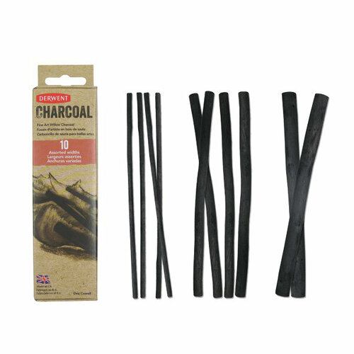 Уголь ивовый Willow Charcoal в ассорт-те /10шт (2 толст,4 сред,4 тонк.)