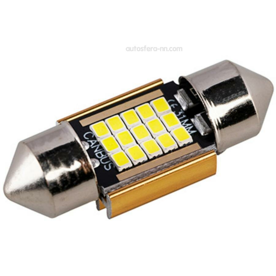 SKYWAY S08201485 Лампа диод T11(C5W) 12V 15 SMD диодов 1-конт 31мм Белая Салон, номер; SKYWAY