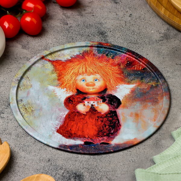 фото Поднос "Ангел охраняющий дом", 20 x 0.4 x 0.32 см, металл