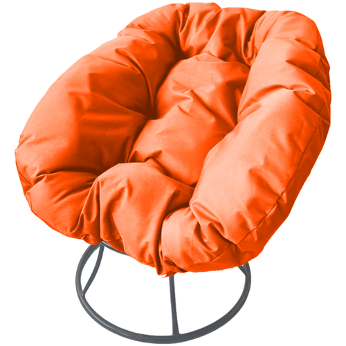 Садовое кресло M-group пончик без ротанга серое, оранжевая подушка