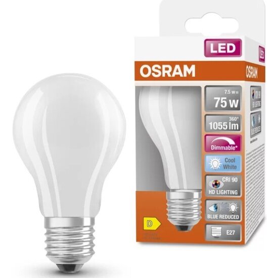 Светодиодная лампа Ledvance osram Osram LEDSSPCL A 75D DIM FIL 7 5W 940   75W  220 240V E27 320  1055Lm мат 