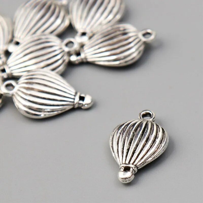 Подвеска Воздушный шар, 3D, цвет серебристый, металл, 17х13мм, цена за 9 шт