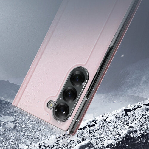 фото Чехол розового цвета с премиальной искусственной кожи от dux ducis для samsung galaxy z fold 6, серия bril series case